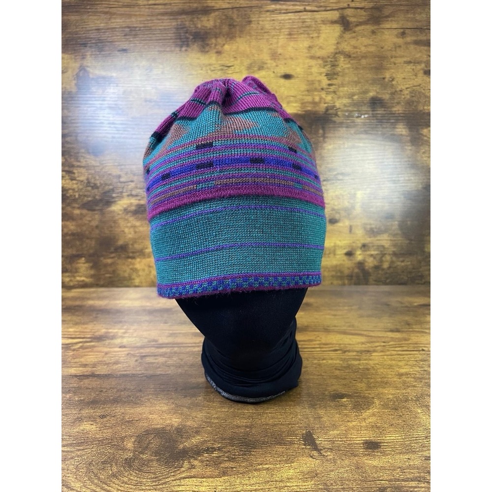 VTG 70's Meister Knit Beanie Hat Colorful Fair Isle Wool Blend Winter Ski